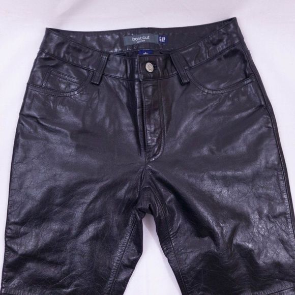Vintage Gap Bootcut 100% Leather Pants Size 4 - Picture 2 of 4